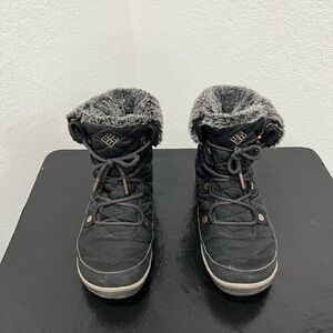 Columbia Women's Heavenly Shorty Omni-Heat faux fur Snow Boot, Black/Kettle